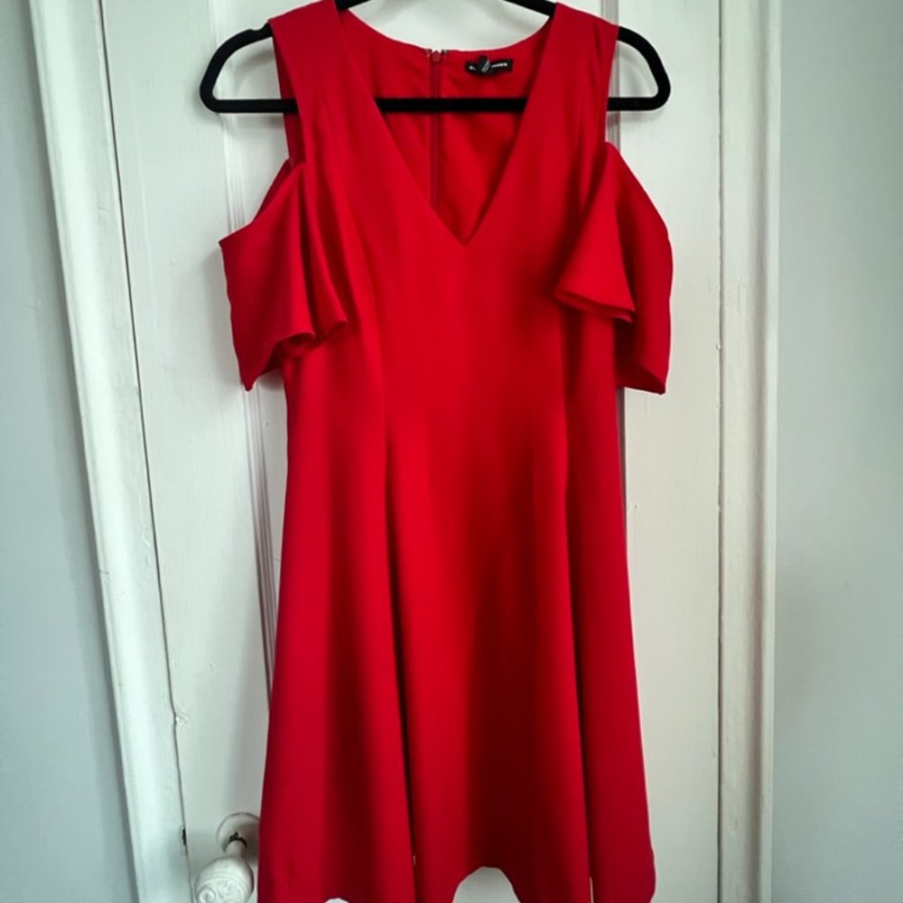 Club Monaco Red Peek Shoulder Dress